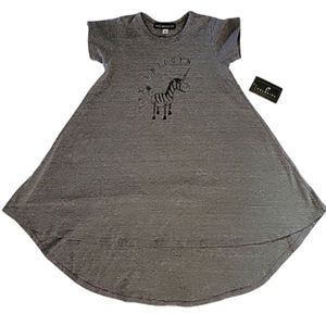 Wee Monster 99% UNICORN Graphic Hi Low Hem Dress Gray Short Sleeve Size 2T NEW